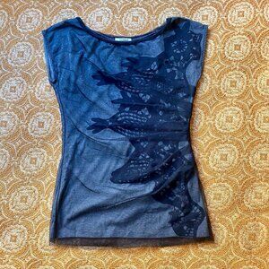 Anthropologie Bordeaux Los Angeles Mesh and Lace Top Size M
